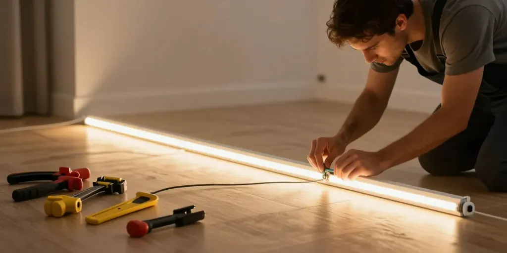 Banda LED 220V instalată de un profesionist în iluminat, servicii locale de calitate, provider de încredere.