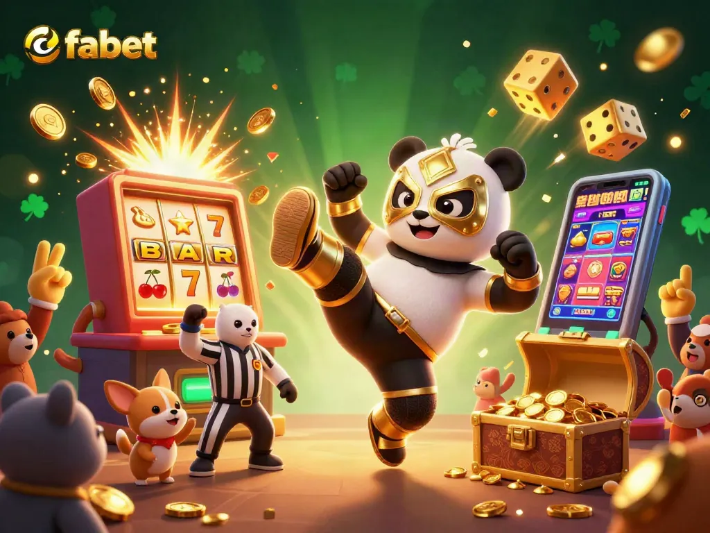 Experience epic wins at fabet with lively characters celebrating casino gaming success!