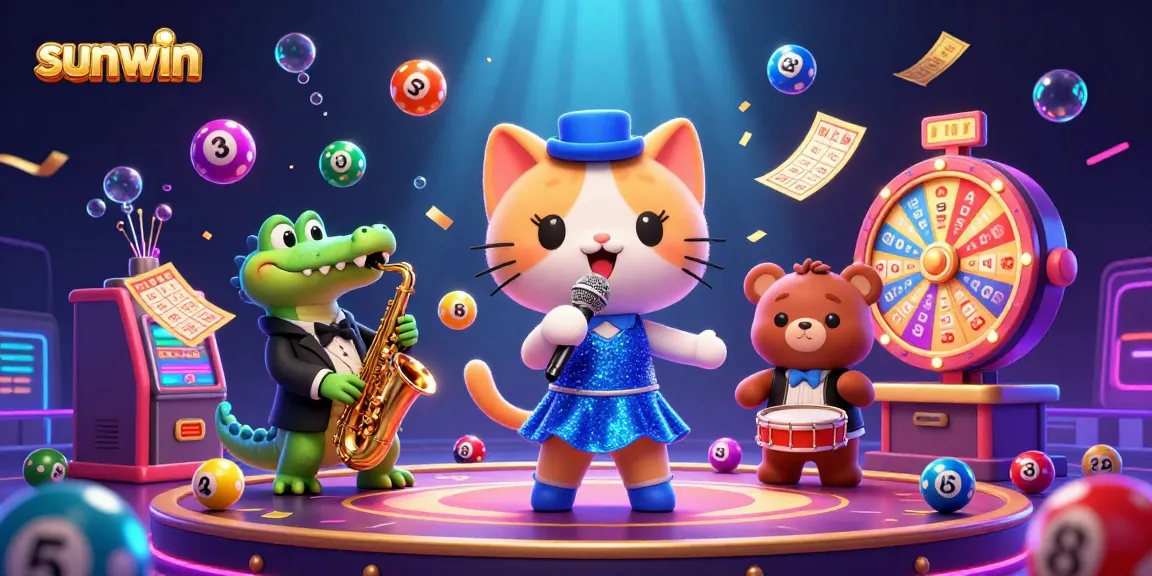 Experience sunwin's vibrant casino atmosphere with dynamic lottery action and lively characters.