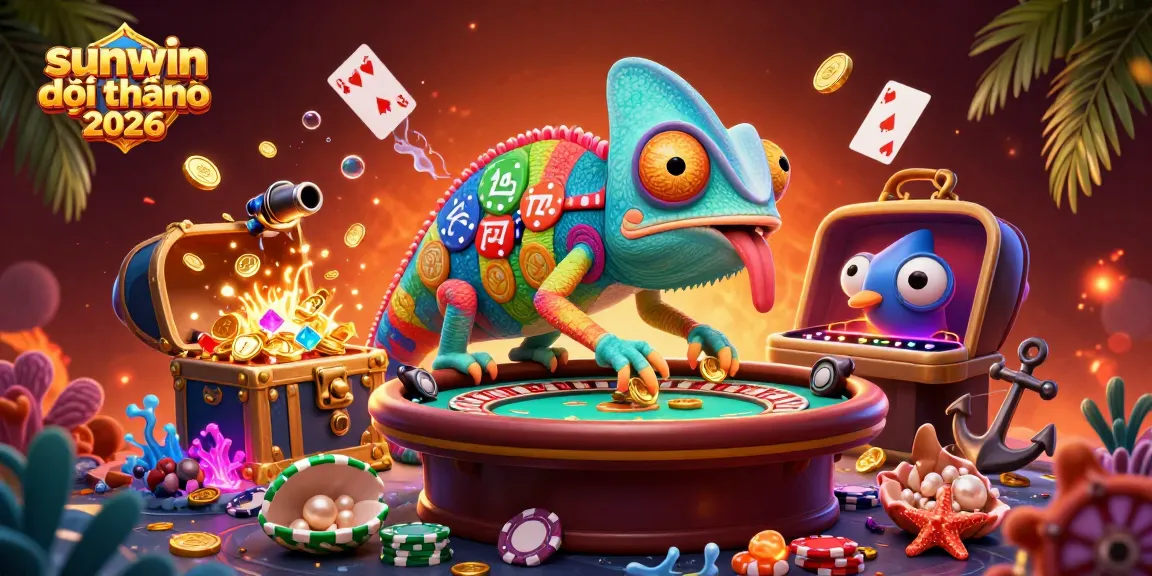 Experience the excitement of sunwin đổi thưởng 2026 with a vibrant casino-themed 3D illustration.
